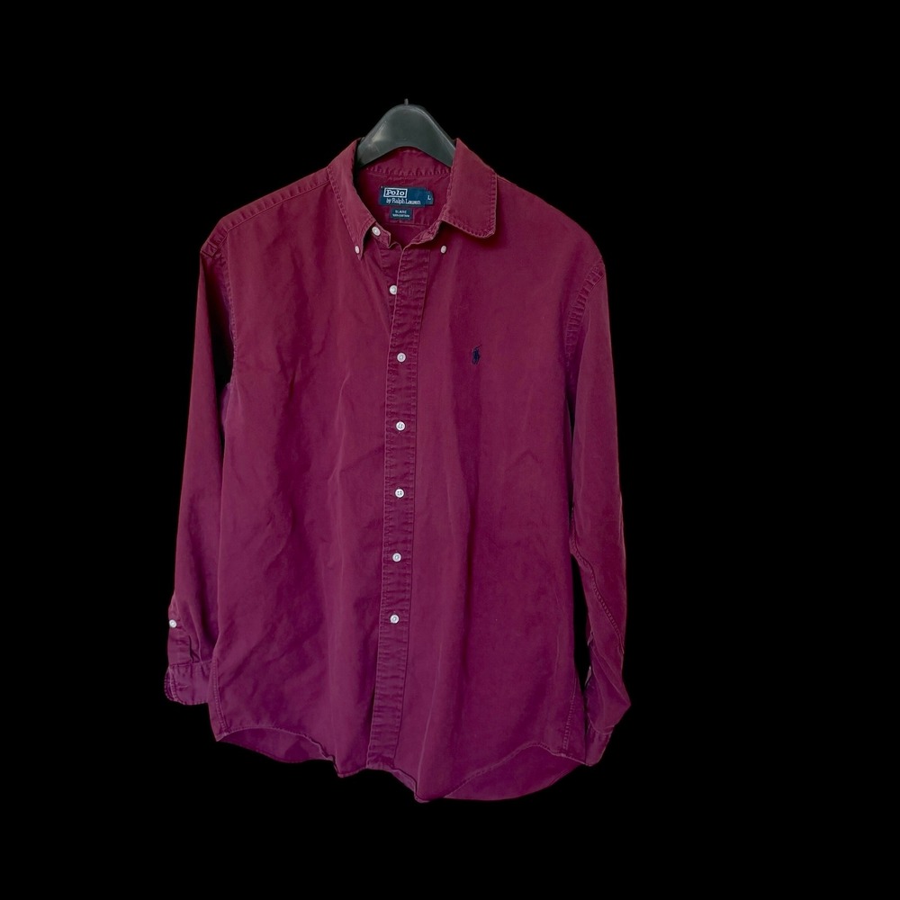 90's Polo Ralph Lauren Blaire Large Burgundy Button Down Shirt Long‎ Sleeve